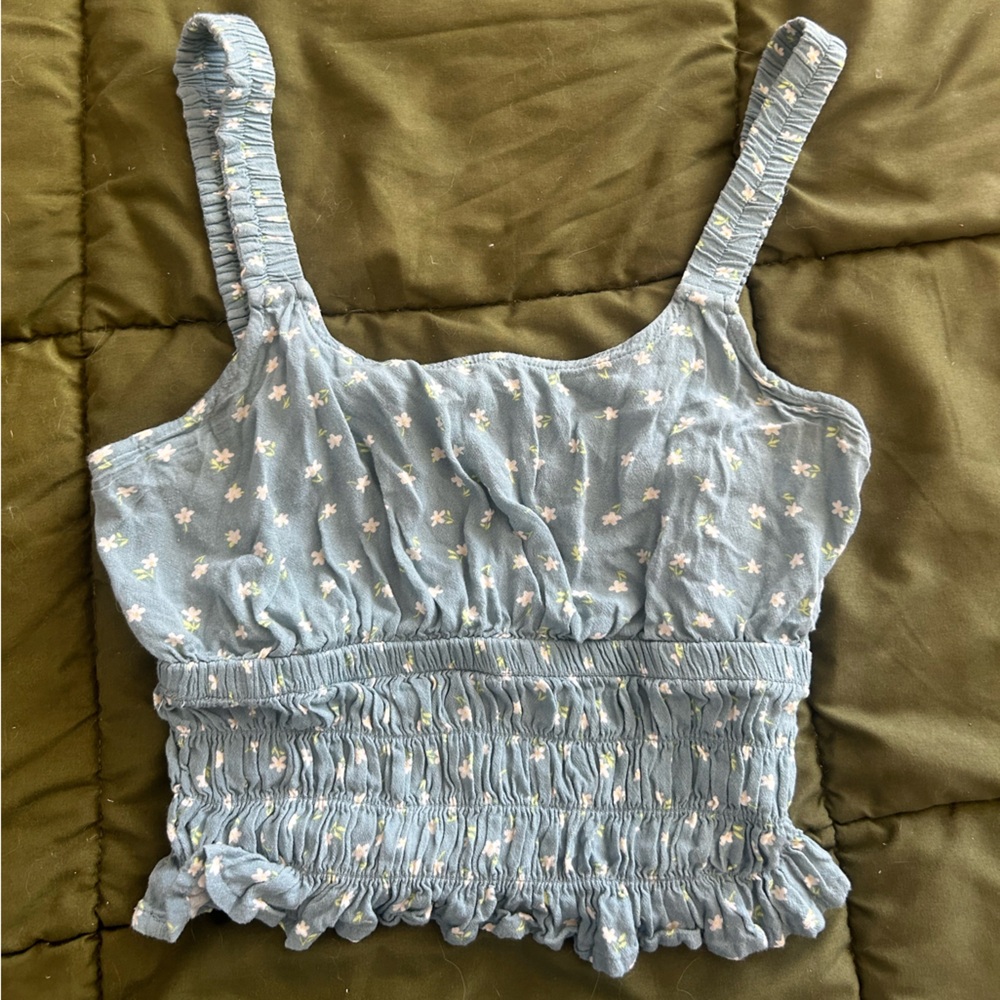 La Hearts Light Blue Floral Top